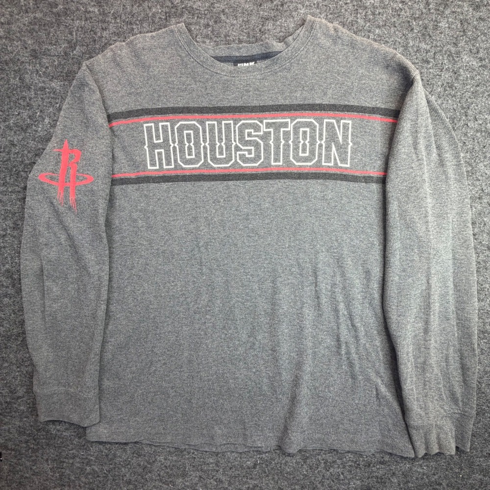 UNK Houston Rockets Thermal Shirt Mens 2XL Gray Long Sleeve Waffle Knit NBA